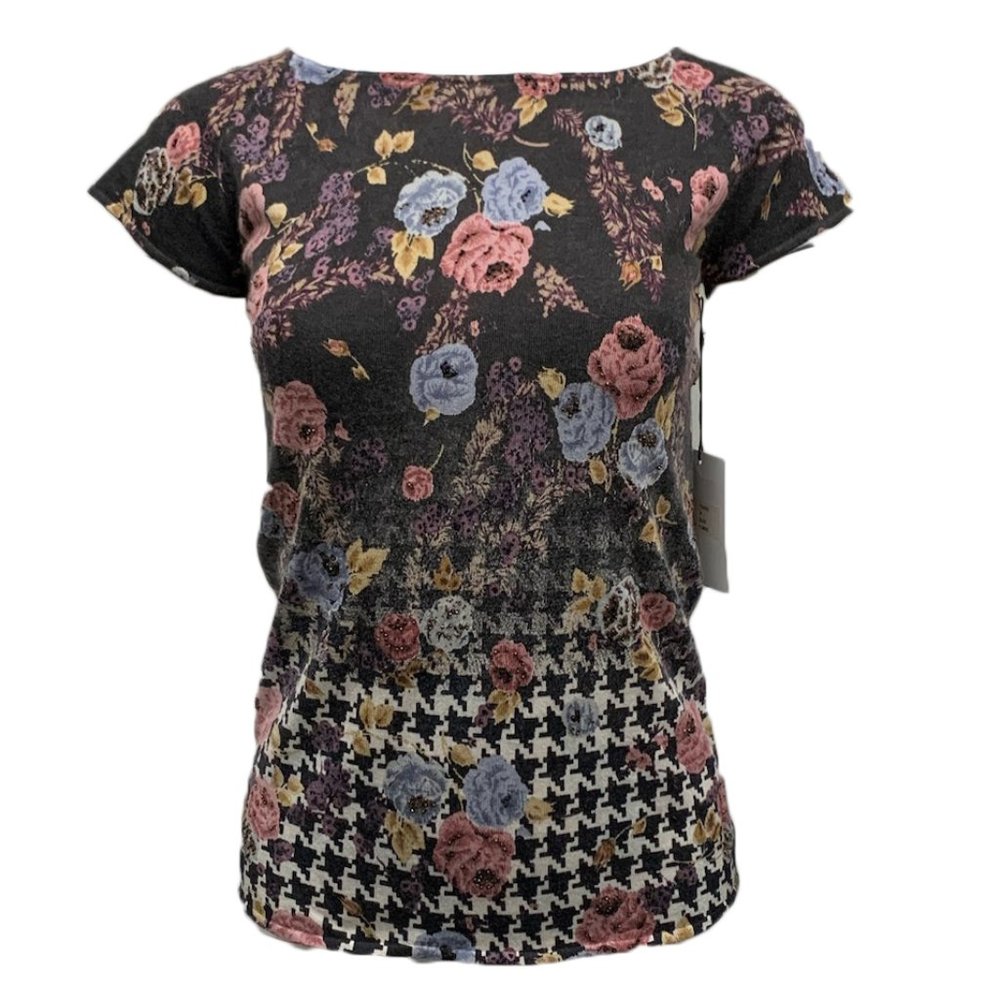 TTE Cashmere Top "Flowers" - Black
